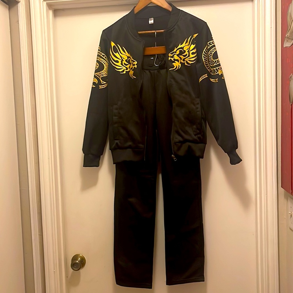 New Kids Black and Gold Lion Jogger Set